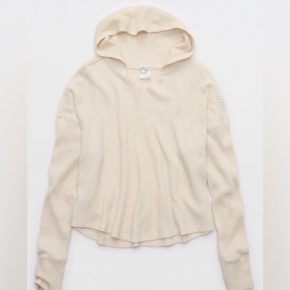 Aerie Women's Waffle Hoodie - Picture 3 of 7